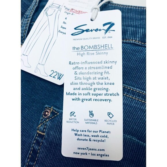 Seven7 Womens High Rise Med Wash Stretch Skinny Jeans Plus Size 22W New - Picture 10 of 13
